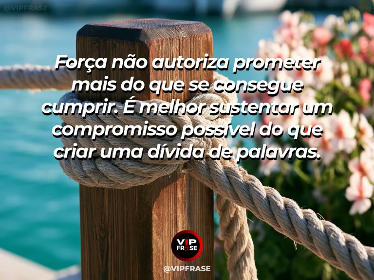 Mensagem de força sobre responsabilidade sem promessas impossíveis, com farol de pedra firme diante de mar azul.