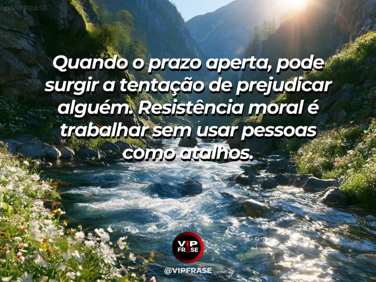 Mensagem de força sobre retidão quando os prazos apertam, com ponte de pedra sólida sobre desfiladeiro e flores.