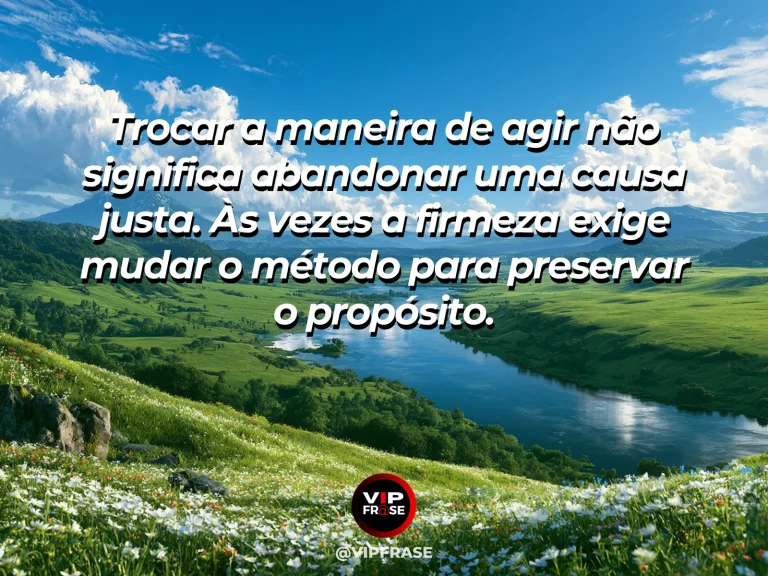 Frase de força sobre rever a estratégia sem perder o propósito, com escadaria de montanha dividida em duas rotas até um mosteiro.