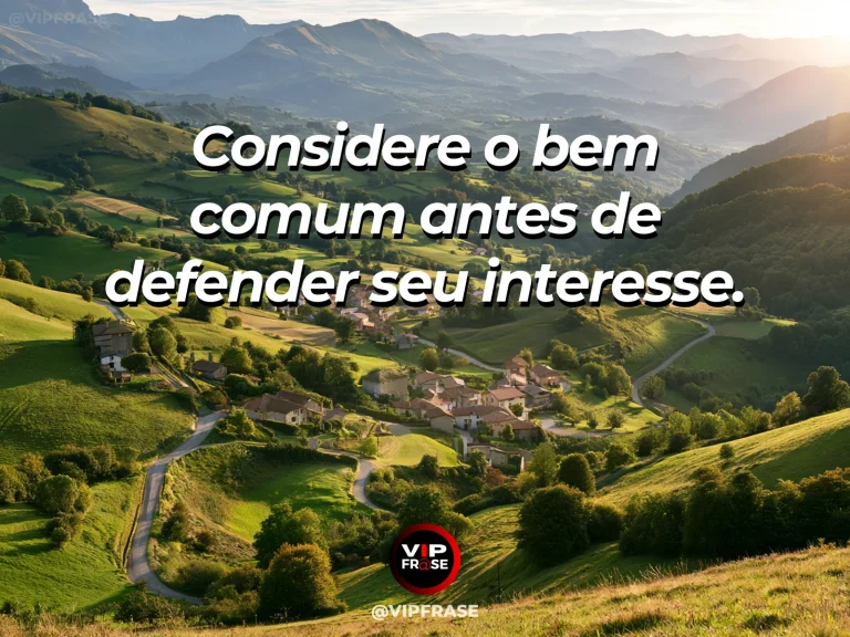 Mensagem de sabedoria sobre bem comum, com jardim comunitário com trilhas ligando vários canteiros.