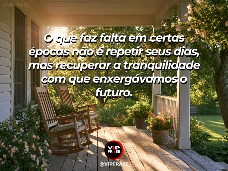 Frase sobre saudade com varanda com luz repetida da manhã e plantas floridas.