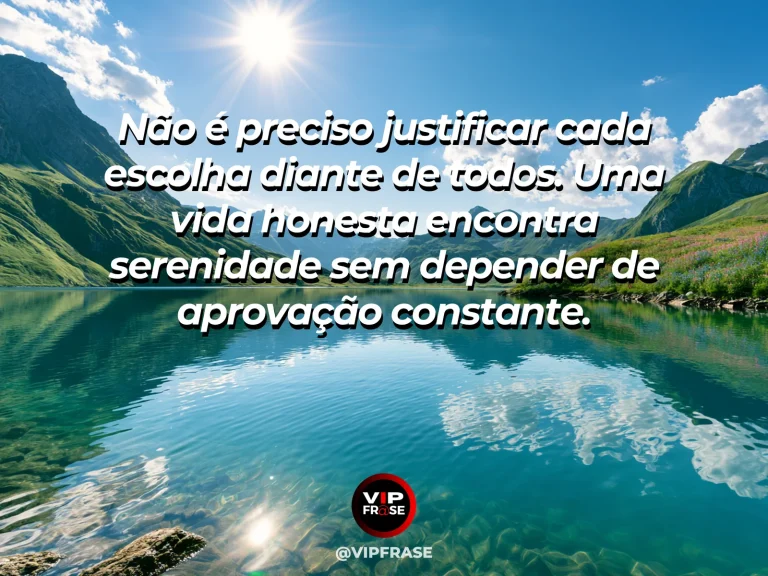 Arte com frase de paz sobre serenidade sem aprovação de todos, em cenário de lago azul sereno sob céu aberto com montanhas suaves.