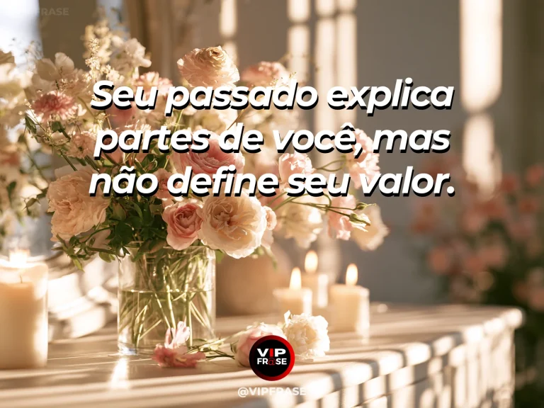 Frase de autoestima sobre past experiences without loss of worth, com old path fading into a bright horizon with flowers