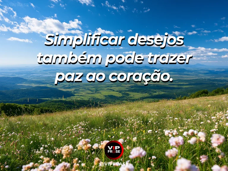 Arte com frase de paz sobre simplicidade para a paz do coração, em cenário de campo de margaridas sob luz dourada suave.