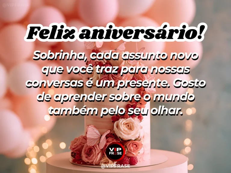 Mensagem de aniversário para sobrinha sobre familia, com cena festiva de cheerful birthday arrangement on a sunlit garden terrace.