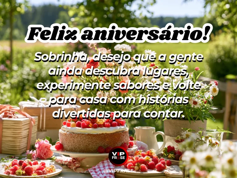 Mensagem de aniversário para sobrinha sobre familia, com cena festiva de beautiful park picnic birthday scene.