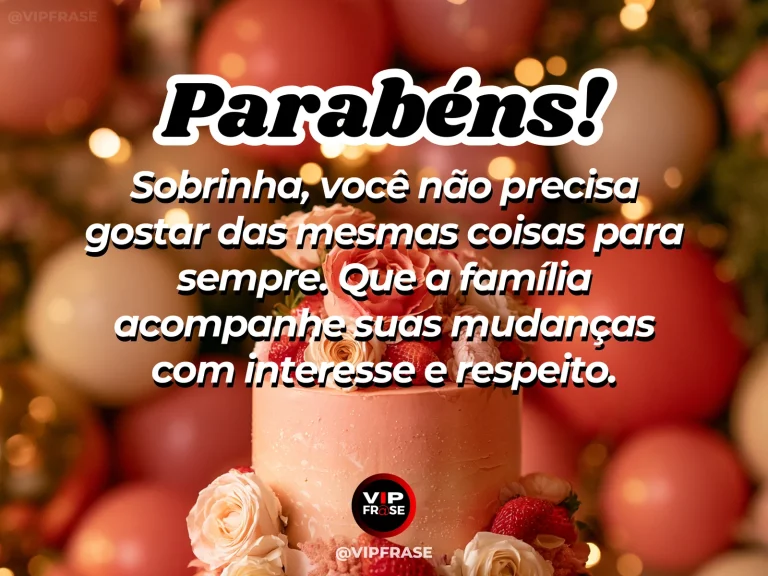 Mensagem de aniversário para sobrinha sobre familia, com cena festiva de garden birthday arrangement.