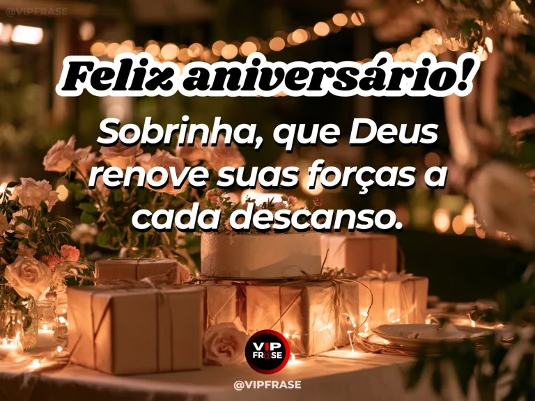Mensagem de aniversário para sobrinha sobre deus, com cena festiva de peaceful pastel birthday table beside garden at golden sunset.