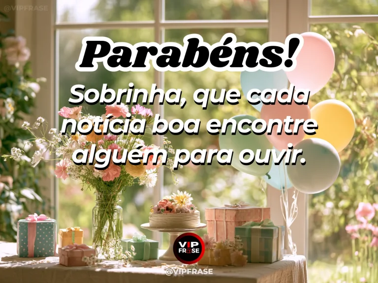 Mensagem de aniversário para sobrinha sobre felicidade, com cena festiva de two wrapped presents sharing a table beside floral birthday cake .