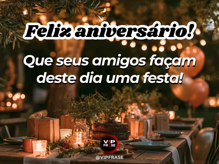 Arte de aniversário para sobrinho sobre amizade, com long festive picnic birthday table outdoors.