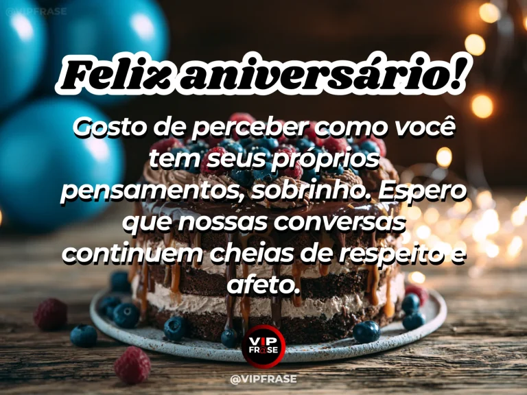 Arte de aniversário para sobrinho sobre carinho, com terrace two ceramic mugs and fresh flowers beside birthday ribbons.
