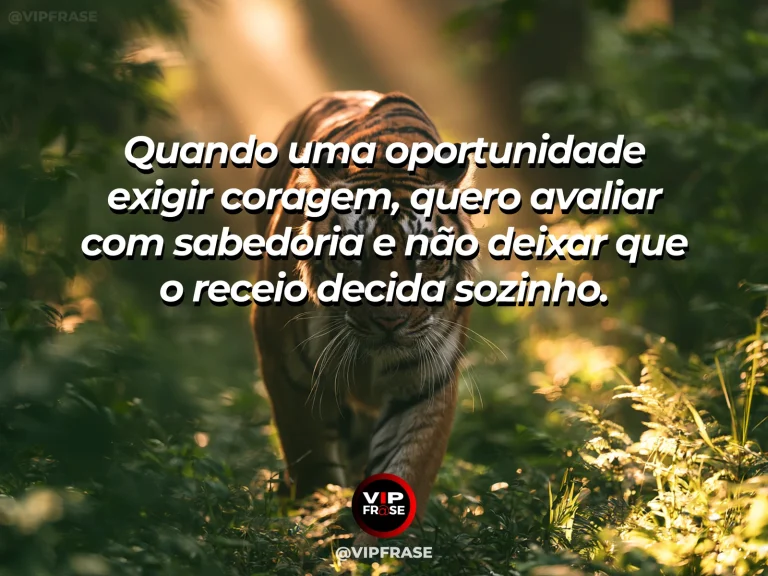 Arte com frase para status sobre escolhas corajosas e conscientes, com mirante seguro na beira de um cânion verde com luz de amanhecer.