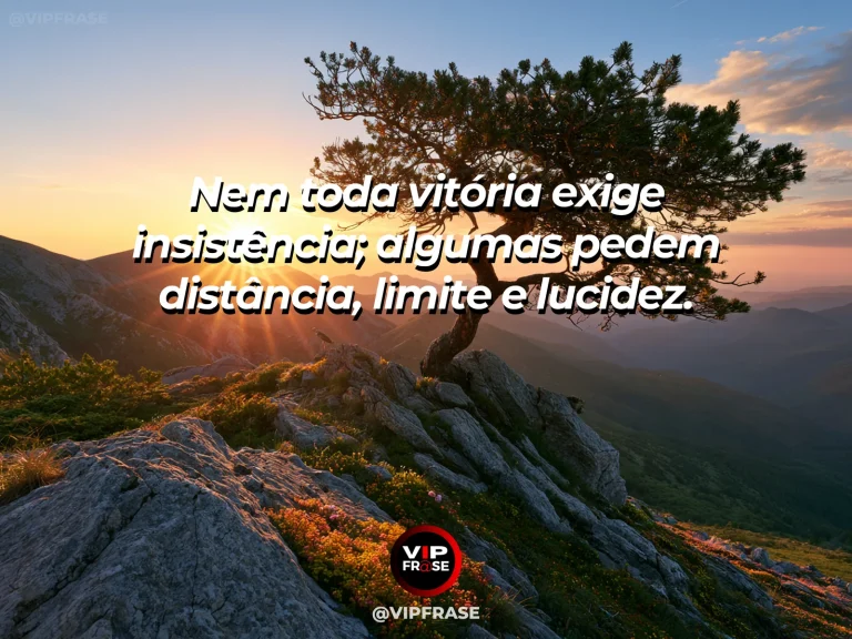 Frase de superação em strong tree leaning away from harsh wind toward open sky.