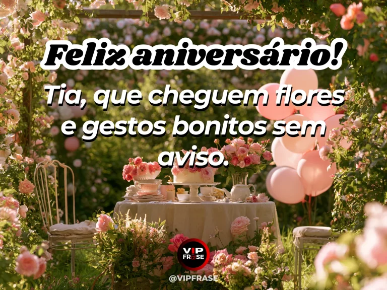 Mensagem de aniversário para tia sobre carinho, com surprise bouquet of vibrant pink and peach flowers by an open door.