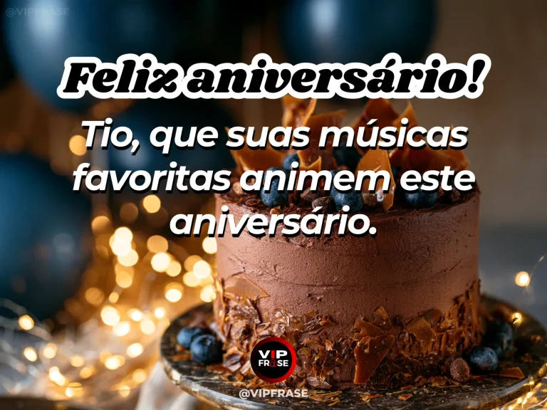 Mensagem de aniversário para tio sobre felicidade, com classic vinyl record player colorful birthday streamers and lively sun.