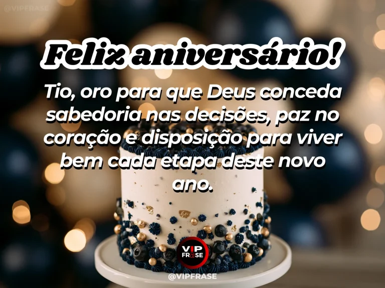 Mensagem de aniversário para tio sobre oracao, com flores e cenário iluminado.