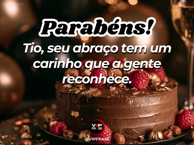 Mensagem de aniversário para tio sobre carinho, com flores e cenário iluminado.