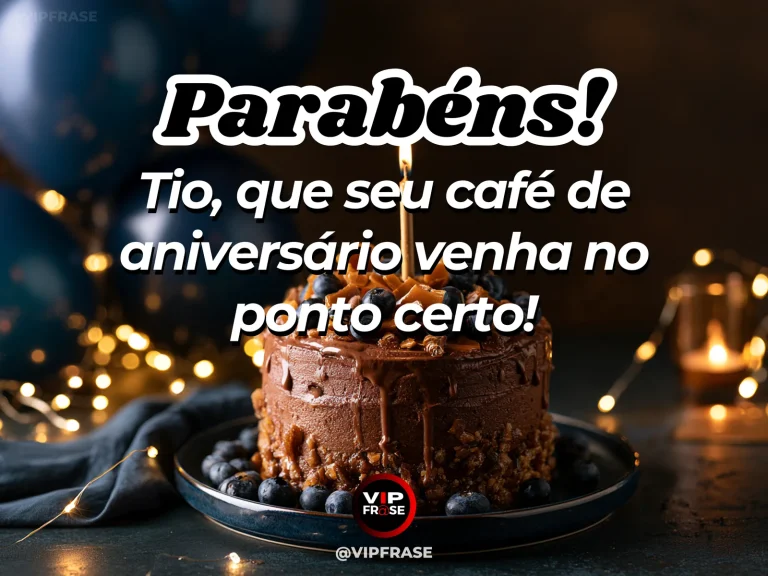 Mensagem de aniversário para tio sobre carinho, com steaming artisan coffee mug beside a small birthday cupcake on sunlit .