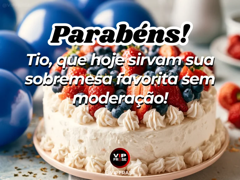 Mensagem de aniversário para tio sobre felicidade, com delicious tropical fruit tart.