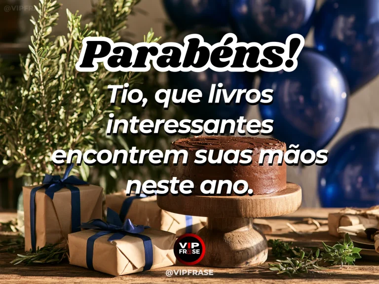 Mensagem de aniversário para tio sobre sabedoria, com attractive stack of hardcover books on sunny wooden table.