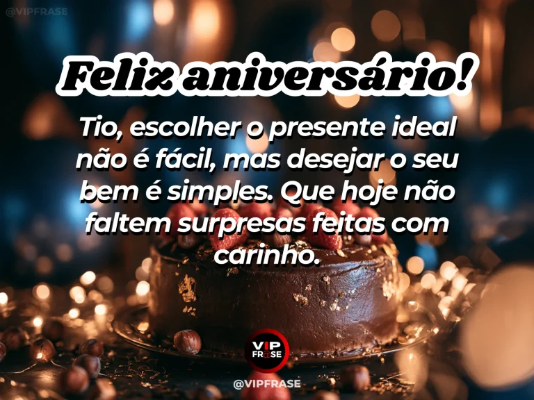 Mensagem de aniversário para tio sobre carinho, com beautifully wrapped blue and golden birthday gift.