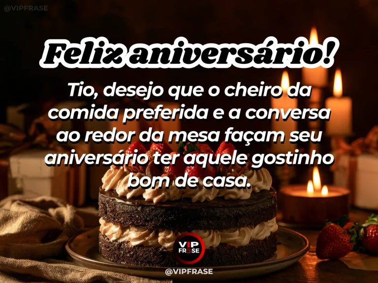 Mensagem de aniversário para tio sobre familia, com flores e cenário iluminado.
