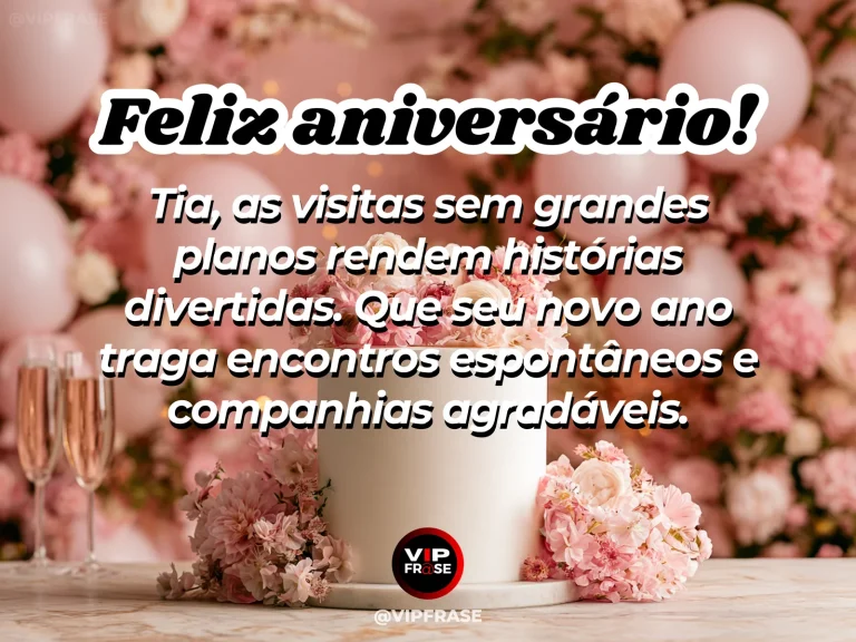 Mensagem de aniversário para tia sobre familia, com Sunday family garden lunch table with flower bouquet and birthday cake.