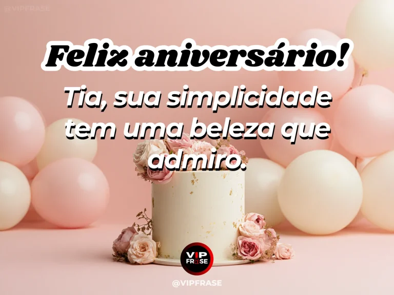 Mensagem de aniversário para tia sobre carinho, com minimal elegant birthday cake and delicate wildflowers in sunshine.