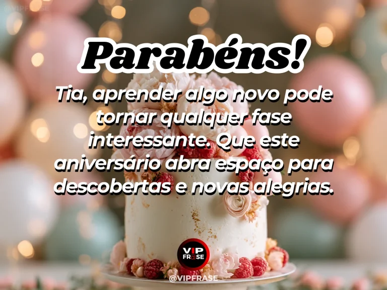 Mensagem de aniversário para tia sobre sabedoria, com open book with birthday bouquet and softly glowing garden beyond.