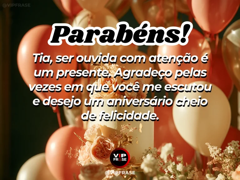 Mensagem de aniversário para tia sobre gratidao, com two empty chairs side by side at floral birthday garden tea table.
