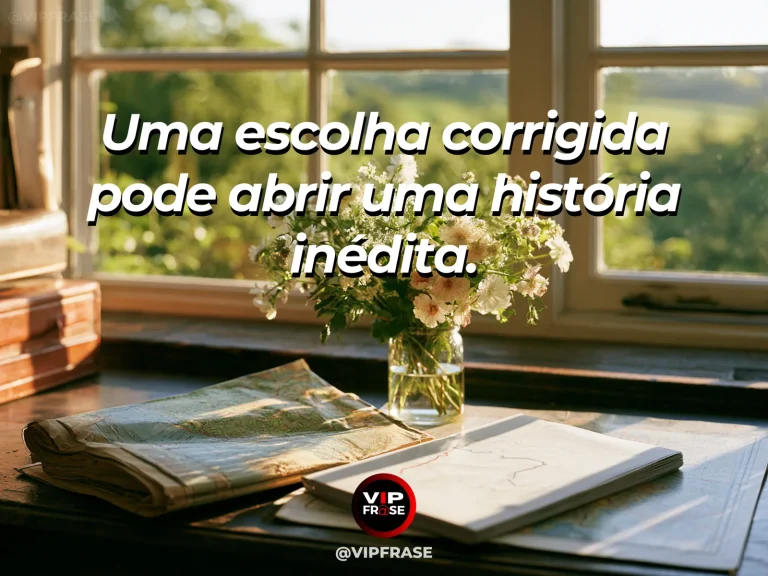 Mensagem sobre recomeço e corrigir uma escolha para iniciar história diferente, com caderno de folhas novas em parapeito com paisagem florida.