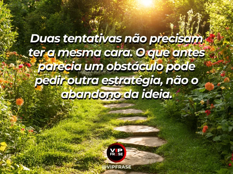 Mensagem sobre tentar com outra estratégia em caminho que contorna rocha.