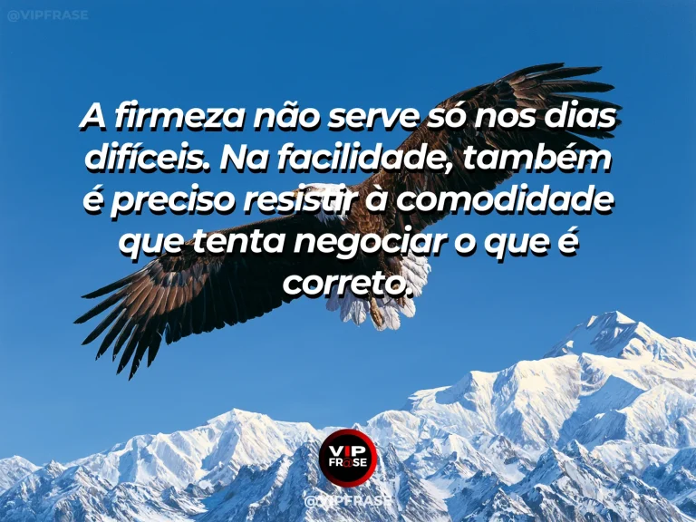 Mensagem de força sobre vigilância também nos dias fáceis, com águia vigilante com asas semiabertas em pico rochoso.
