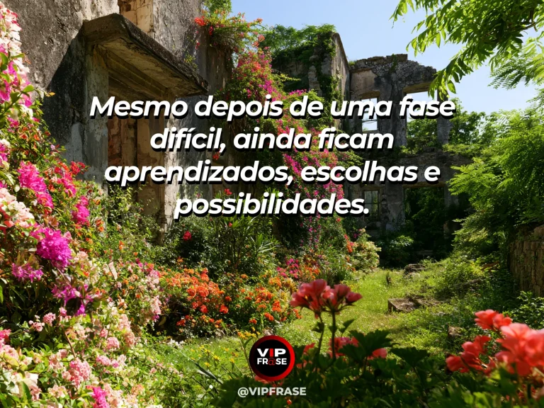 Frase de superação em sunlit ruins with fresh vegetation growing around them.
