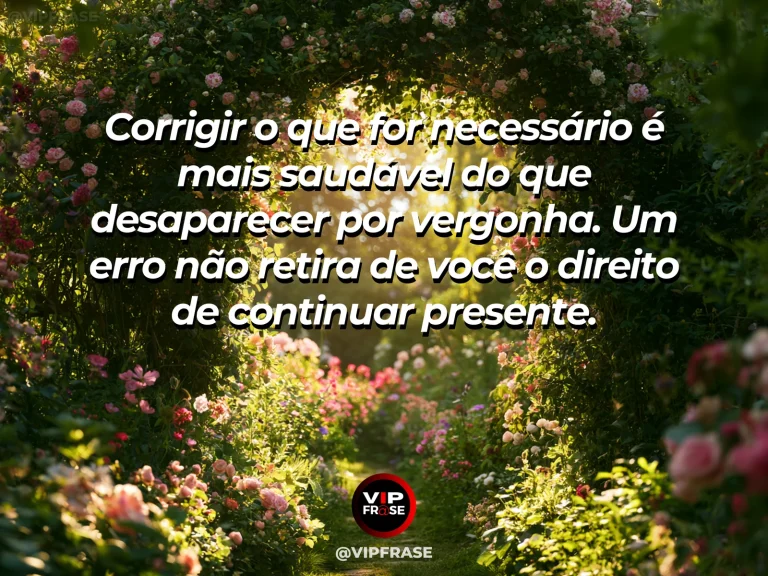 Mensagem de autoestima sobre staying present after making a mistake, com open doorway after a storm with flowers beyond