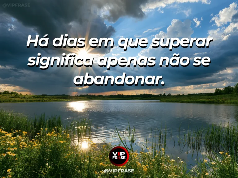 Mensagem de superação com banco acolhedor à beira de um lago tranquilo, representando pausa, presença e cuidado consigo.