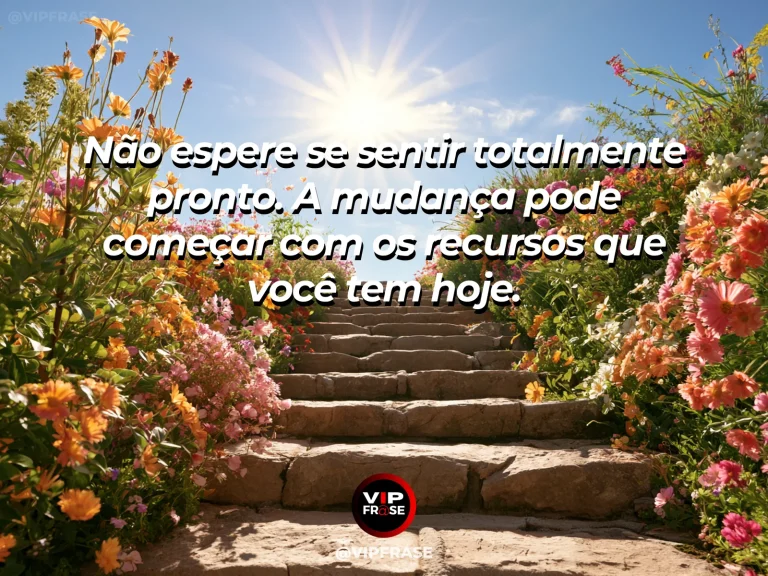 Mensagem de superação com primeiras pedras de um caminho em campo florido, representando um começo possível com o que já existe.