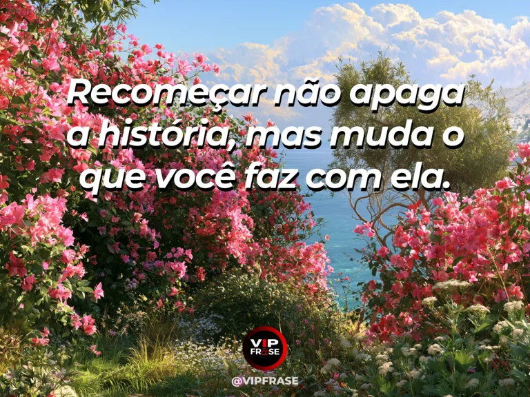 Frase de superação em open doorway from an old wall into a flowering garden.